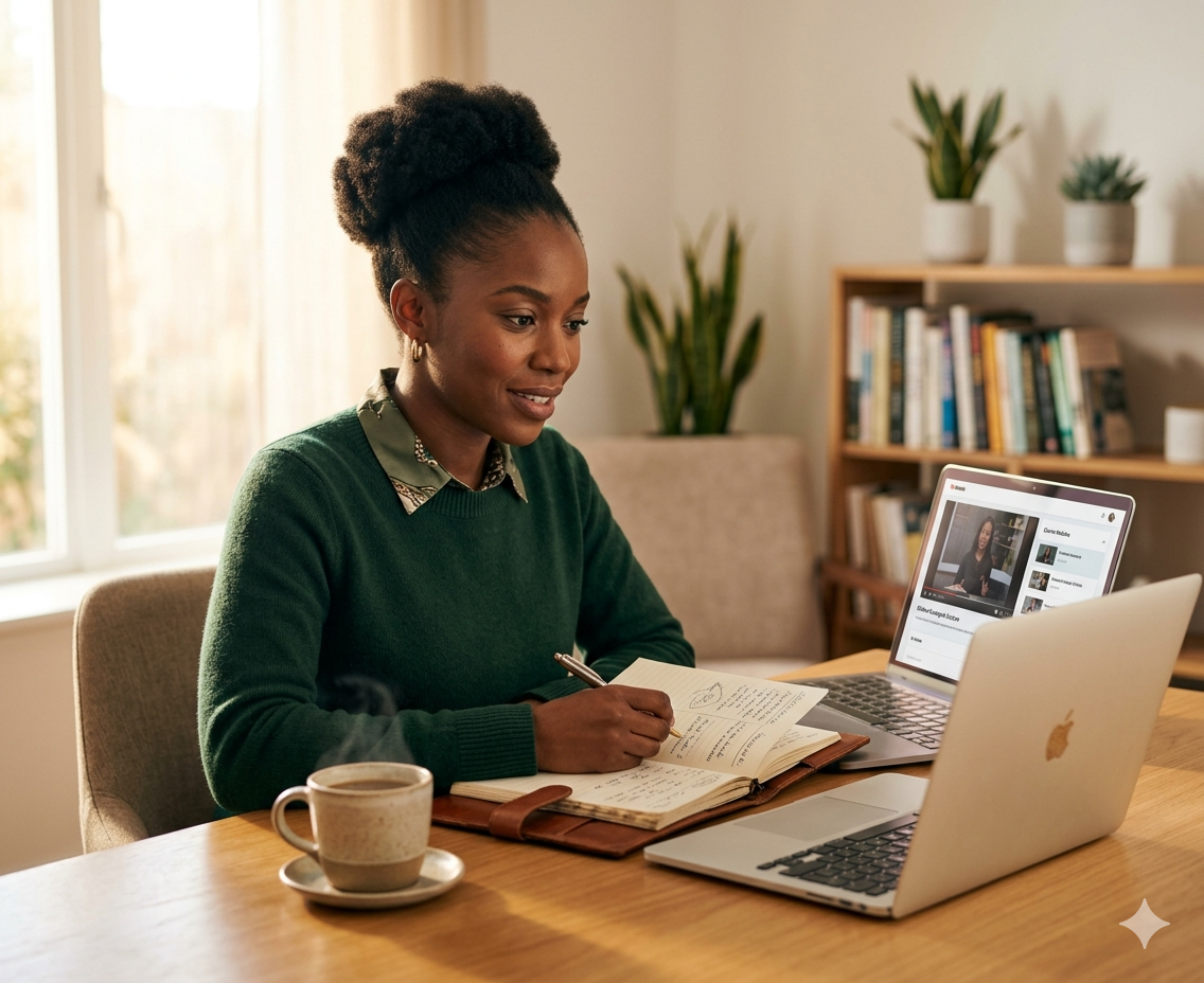 Church leader studying online with Jethro Academy — self-paced biblical leadership training from anywhere